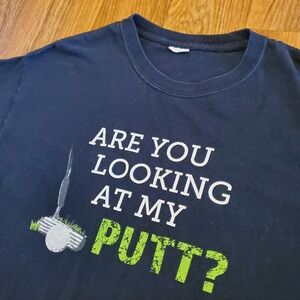 Vtg Golf Shirt Men Large Blue‎ Are You Looking At My Putt Funny Graphic